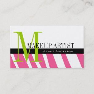 Zebra-Streifen-Muster-Monogramm-Make-up-Artist Visitenkarte
