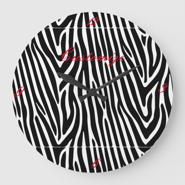 Zebra Streifen Muster Thunder_Cove Große Wanduhr (Vorderseite)