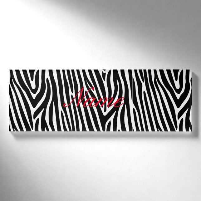 Zebra Streifen Muster Thunder_Cove Namenschild (Vorderseite)
