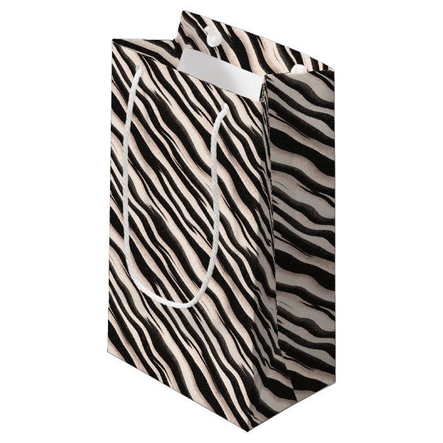 Zebra Streifen nahtlose Textur + Ihre Ideen Kleine Geschenktüte (Vorderseite Schrägansicht)