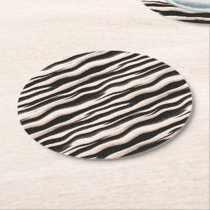 Zebra Streifen nahtlose Textur + Ihre Ideen Runder Pappuntersetzer