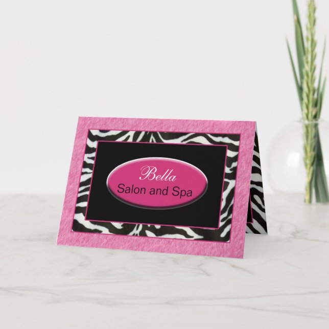zebra Streifen pink & schwarz Chic Business Vielen Dankeskarte (Vorderseite)