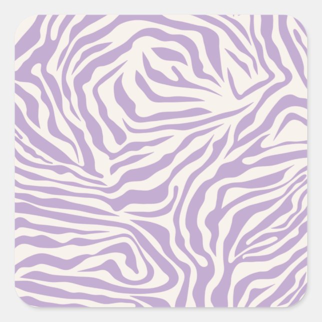 Zebra Streifen Preppy Lila Wild Animal Print Quadratischer Aufkleber (Vorderseite)