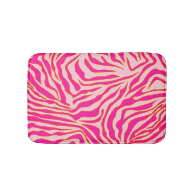 Zebra Streifen Rosa Orange Wild Animal Print Badematte (Vorderseite)