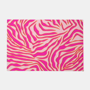 Zebra Streifen Rosa Orange Wild Animal Print Fußmatte