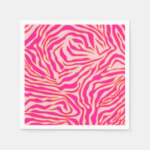 Zebra Streifen Rosa Orange Wild Animal Print Serviette