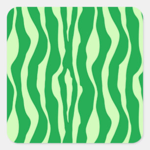 Zebra-Streifen - Schatten von Limettengrün Quadratischer Aufkleber