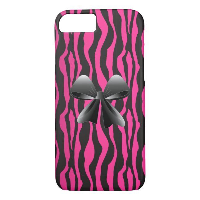 Zebra Streifen, schwarz, rosa, Bow iPhone 7 Fall Case-Mate iPhone Hülle (Rückseite)