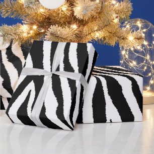 Zebra Streifen Schwarz/Weiß   Bold Safari Geschenkpapier