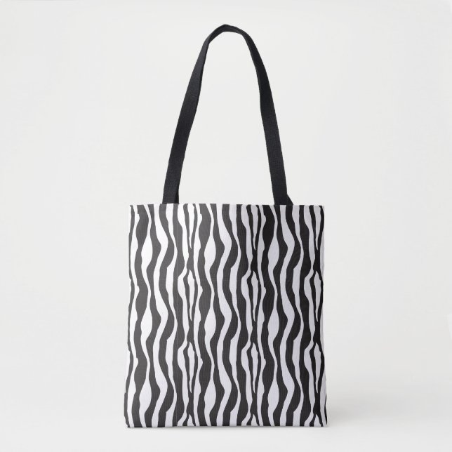 Zebra Streifen Schwarz-weiß Cool Tasche (Vorderseite)