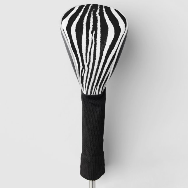 Zebra Streifen Schwarz-Weiß Golf Kopfbedeckung Golf Headcover (Vorderseite)