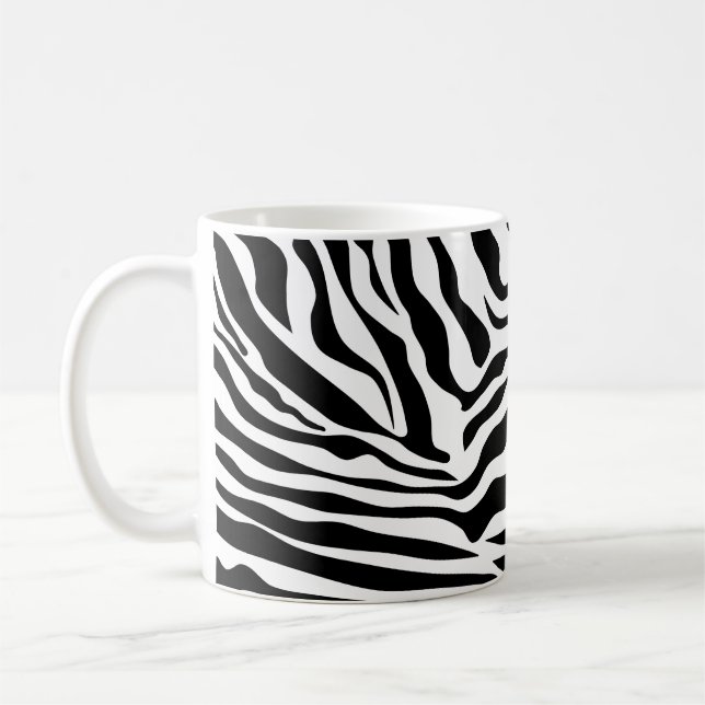 Zebra Streifen Schwarz-Weiß-Wildtierdruck Kaffeetasse (Links)