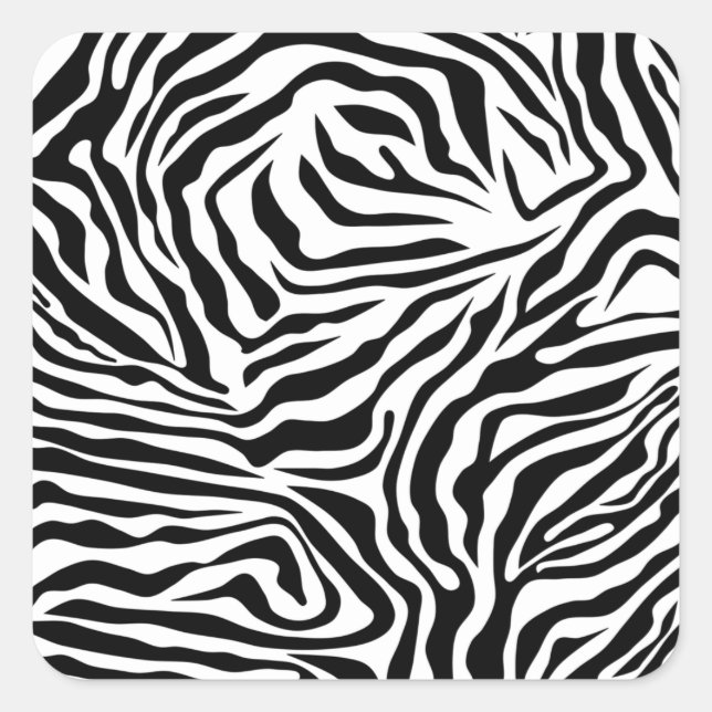 Zebra Streifen Schwarz-Weiß-Wildtierdruck Quadratischer Aufkleber (Vorderseite)