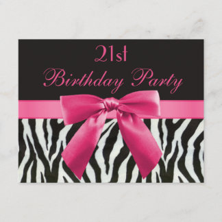 Zebra-Streifen u. Pink druckten Bogen-21. Einladung