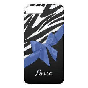 Zebra-Streifen und Blue Bow mit Namen Case-Mate iPhone Hülle