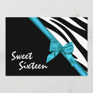 Zebra Streifen und Ribbon 16 . Geburtstag Einladung