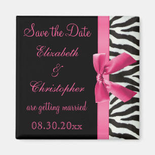 Zebra Streifen und rosa bedruckter Bow Save the Da Magnet