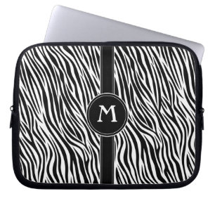 Zebra-Streifenmuster mit Monogramm Laptopschutzhülle