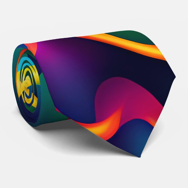 Zebra Strides Waves Rainbow Isometrisches Muster Krawatte (Gerollt)