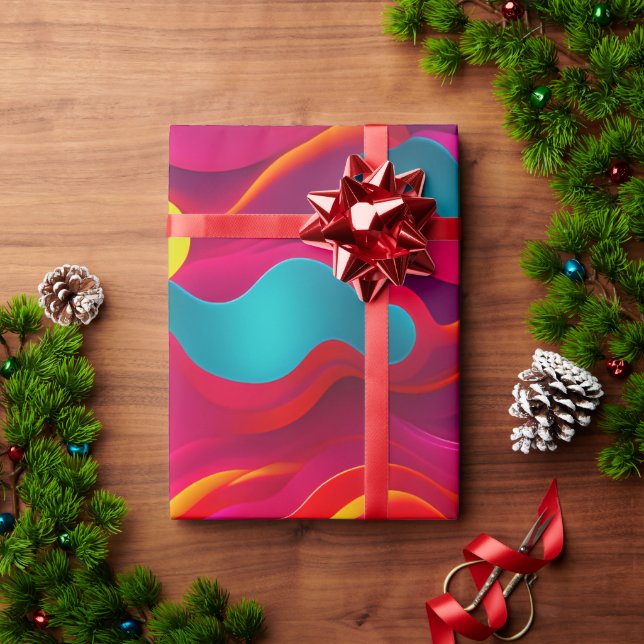 Zebra Strides Wellen rosa Regenbogenmuster Geschenkpapier (Feiertagsgeschenk)