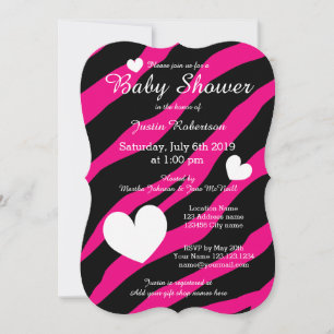 Zebra strié invitation bébé douche avec le coeur
