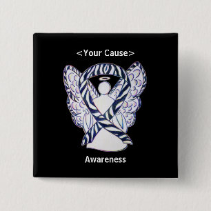 Zebra Strip Awareness Ribbon Angel Button Button