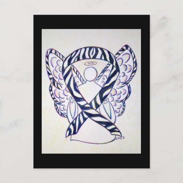 Zebra Strip Awareness Ribbon Angel Postkarten (Vorderseite)