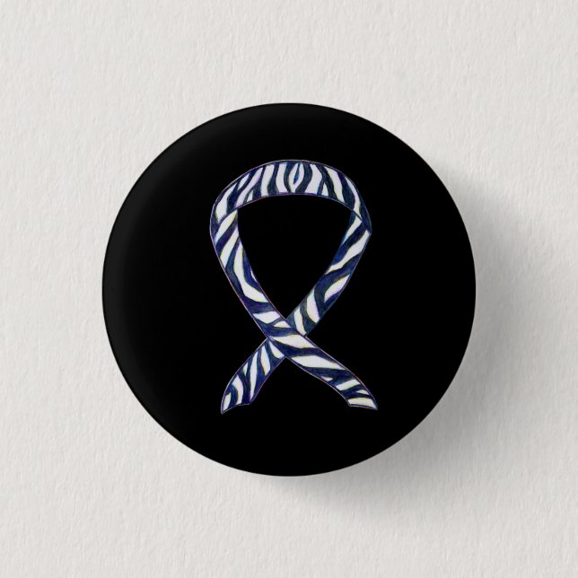 Zebra Strip Awareness Ribbon Custom Art Button (Vorderseite)