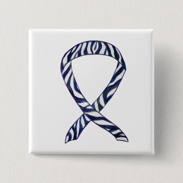 Zebra Strip Awareness Ribbon Custom Art Button (Vorderseite)