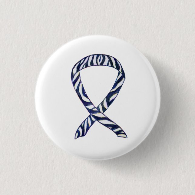 Zebra Strip Awareness Ribbon Custom Art Button (Vorderseite)