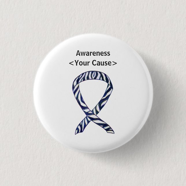 Zebra Strip Awareness Ribbon Custom Art Button (Vorderseite)