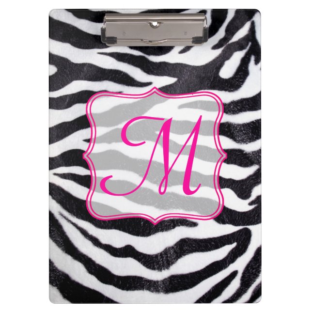 Zebra Stripe Animal Monogram Initial Clip Board Klemmbrett (Vorderseite)