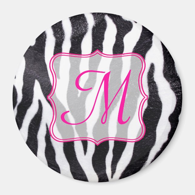 Zebra Stripe Animal Print Monogram Initial Magnet (Vorne)