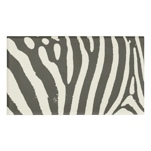 Zebra Stripe Animal Print Muster Namenschild (Vorderseite)