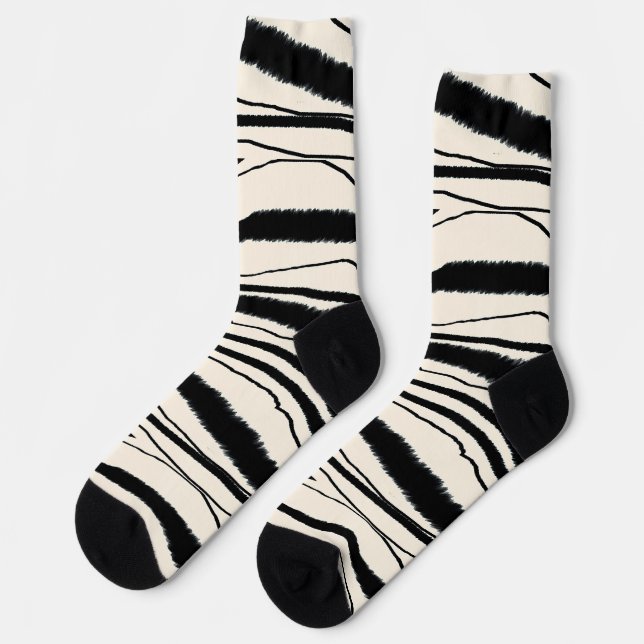 Zebra Stripe Animal Print Premium Crew Socks Socken (Linkes Detail)