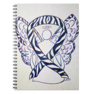 Zebra Stripe Awareness Ribbon Angel Art Notebook Notizblock