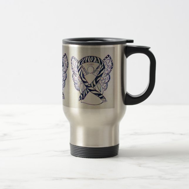 Zebra Stripe Awareness Ribbon Angel Travel Mugs Reisebecher (Rechts)