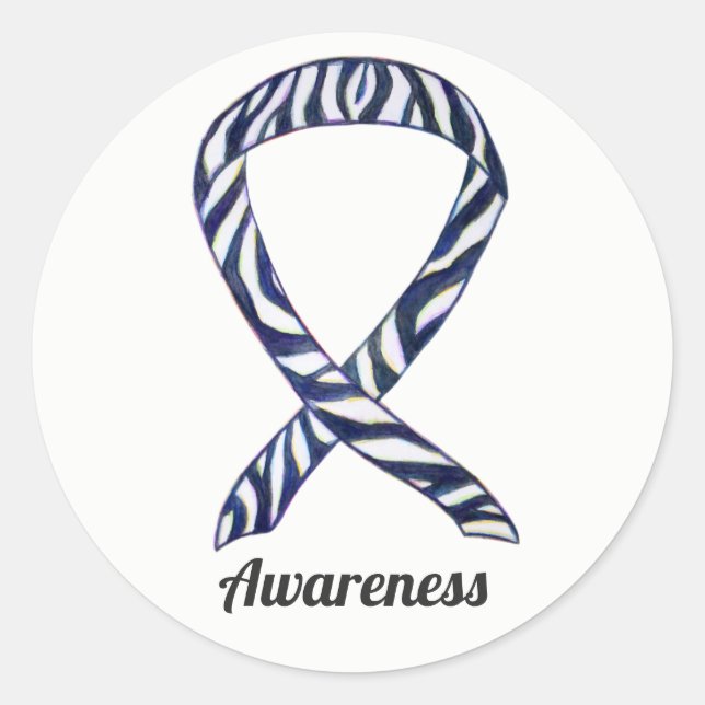 Zebra Stripe Awareness Ribbon Custom Sticker Decal (Vorderseite)