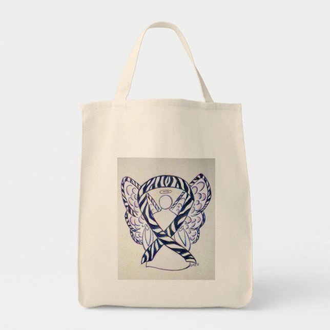 Zebra Stripe Awareness Ribbon Engel Art Tragetasch Tragetasche (Vorne)
