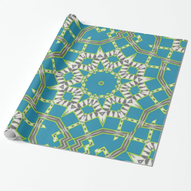 Zebra Stripe Diamond Modern Geometric Blue Pattern Geschenkpapier (Ungerollt)