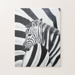 Zebra Stripe Safari Noir et Blanc Puzzle