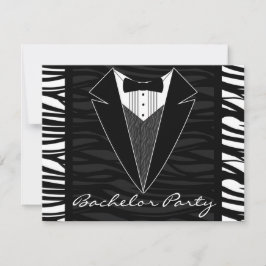 Zebra Stripe Tuxedo Bachelor Party Einladung