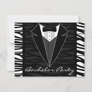 Zebra Stripe Tuxedo Bachelor Party Einladung