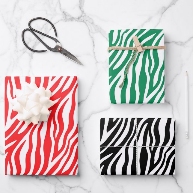 Zebra Stripe Weihnachtsgeschenk Wrap Geschenkpapier Set (Vorderseite)