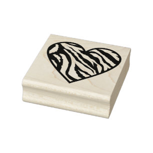 Zebra Striped Heart Gummistempel