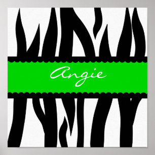 Zebra Striped Muster Personalisiert Name Poster
