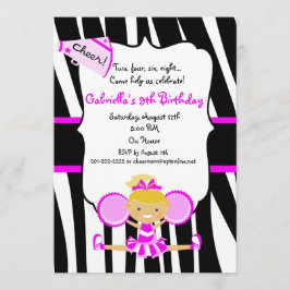 Zebra Striped Pink-Cheerleader-Geburtstag laden Einladung
