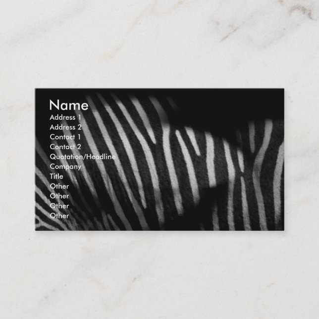 Zebra Stripes Business Card Visitenkarte (Vorderseite)