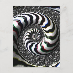 Zebra Stripes Fractal Spiral Pattern Postkarte