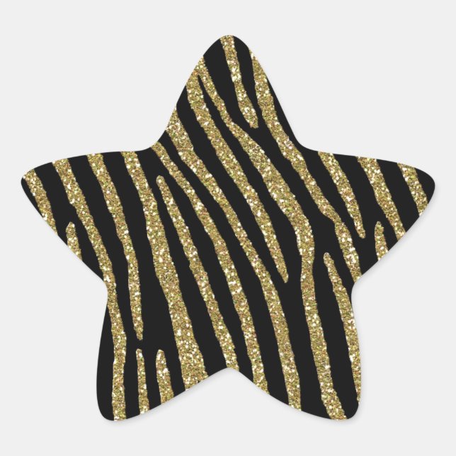 Zebra Stripes Golden Brass Elegante Stern-Aufkleber (Vorderseite)
